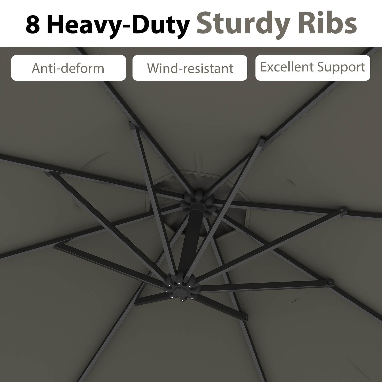 10 FT Patio Offset Umbrella w/8 Ribs Cross Base Tilt - Picture 36 of 60