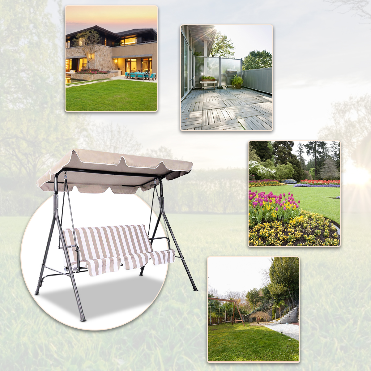 Costway Swing Top Cover Canopy Replacement Porch Patio Outdoor eBay