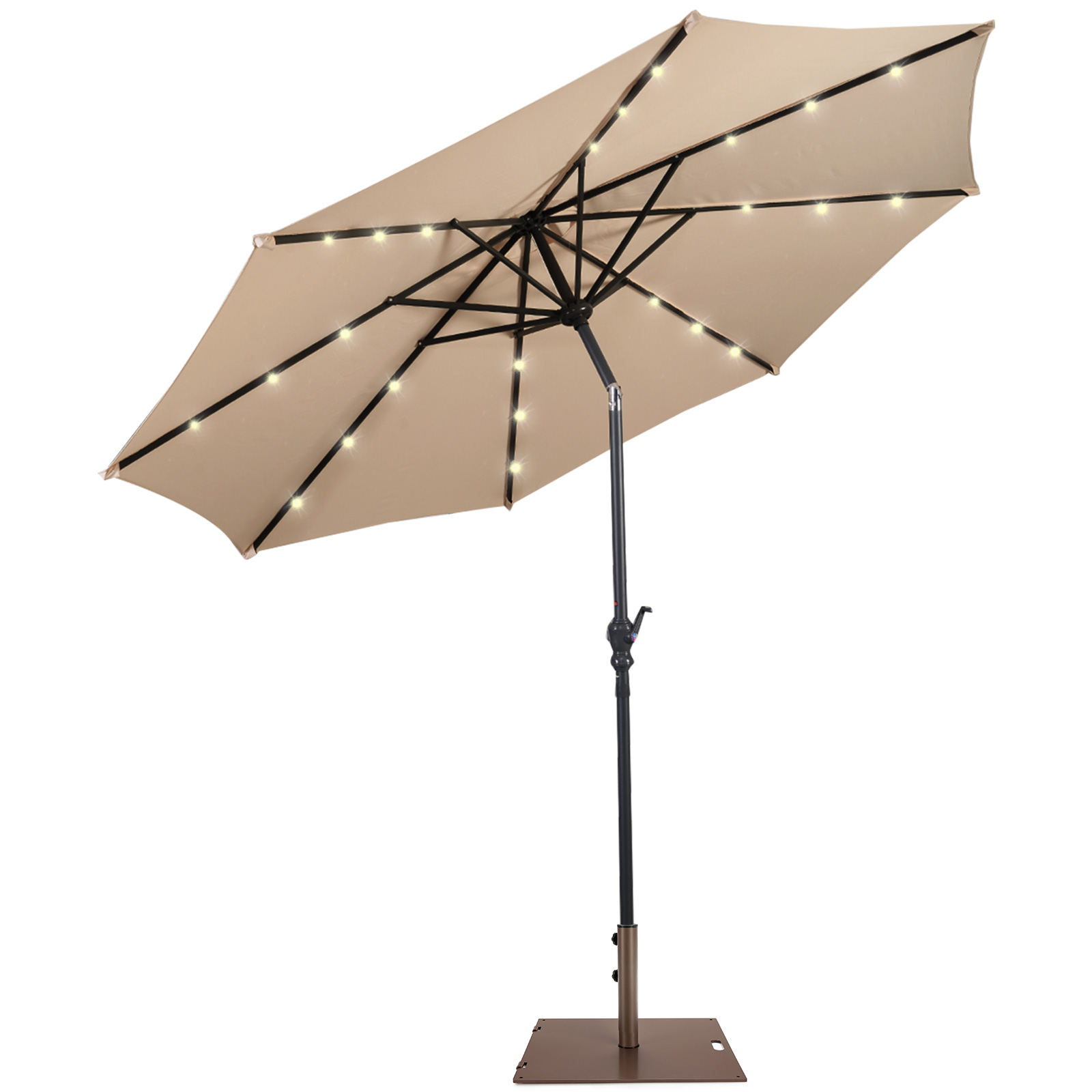 10ft Solar Lights Patio Umbrella Outdoor W/ 50 LBS Movable Umbrella Stand - Picture 8 of 18