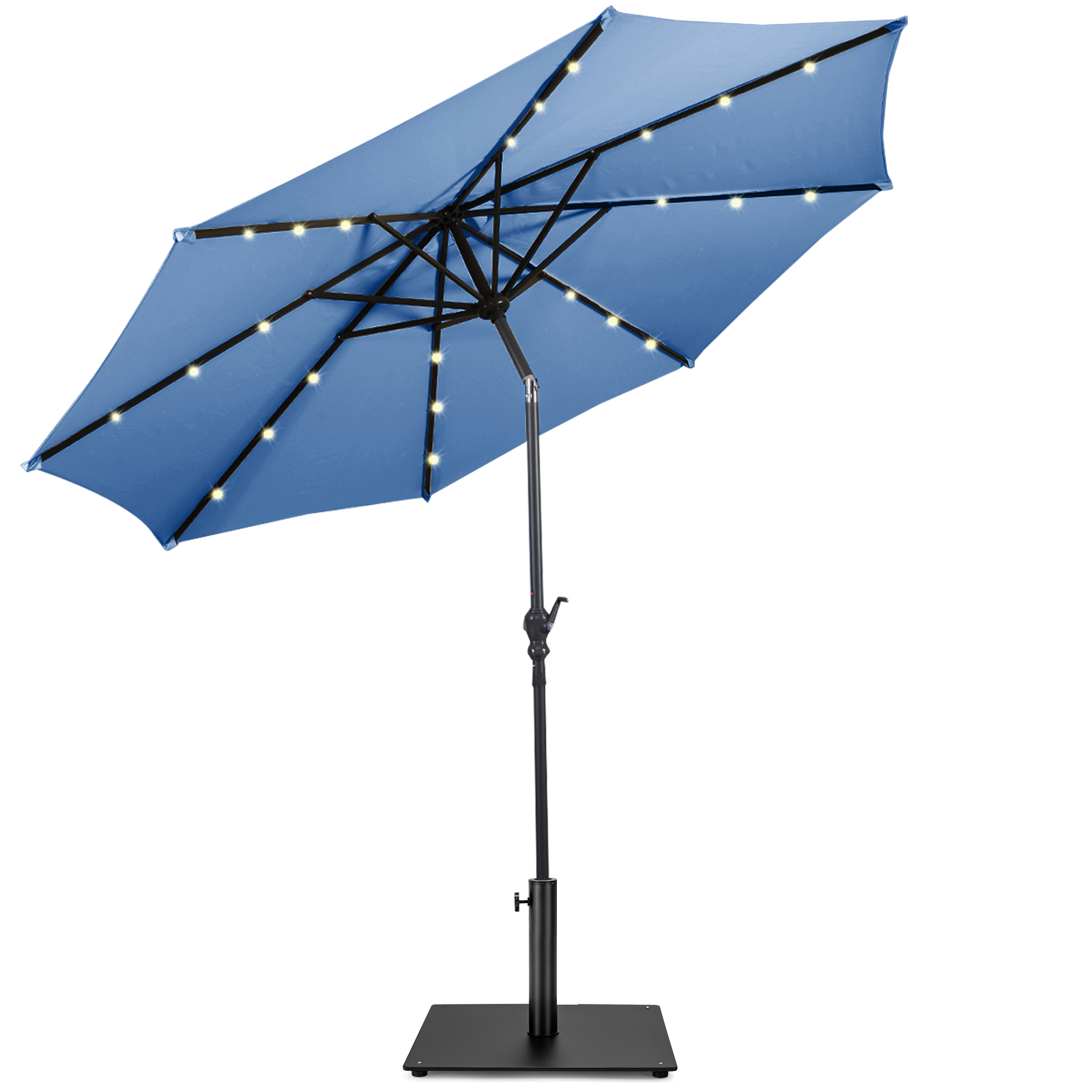 Costway 10ft Solar Lights Patio Umbrella Outdoor W/ 36 LBS Steel Umbrella Stand - Picture 11 of 49