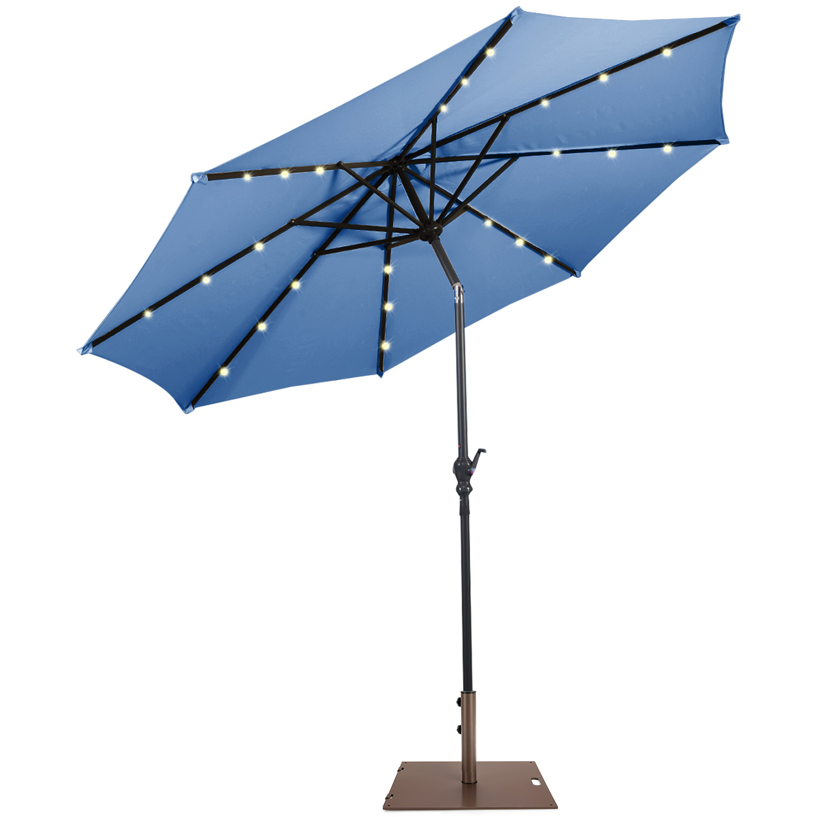 10ft Solar Lights Patio Umbrella Outdoor W/ 50 LBS Movable Umbrella Stand - Picture 11 of 18