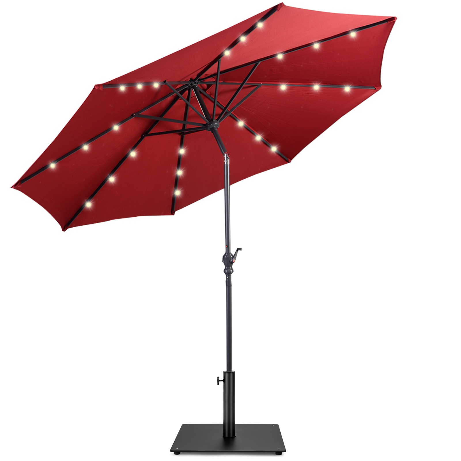 Costway 10ft Solar Lights Patio Umbrella Outdoor W/ 36 LBS Steel Umbrella Stand - Picture 39 of 49