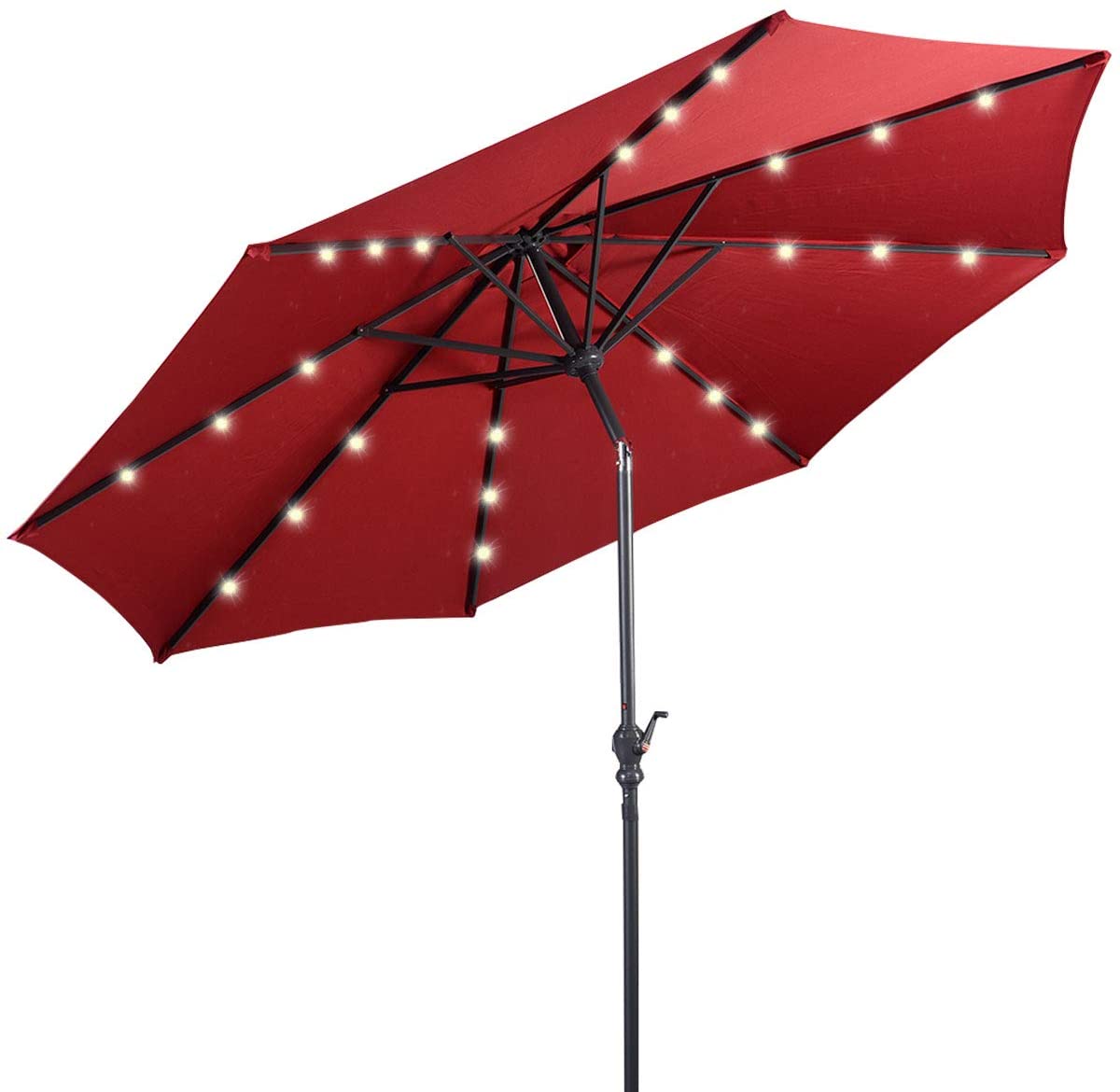 Costway 10ft Solar Lights Patio Umbrella Outdoor W/ 36 LBS Steel Umbrella Stand - Picture 48 of 49