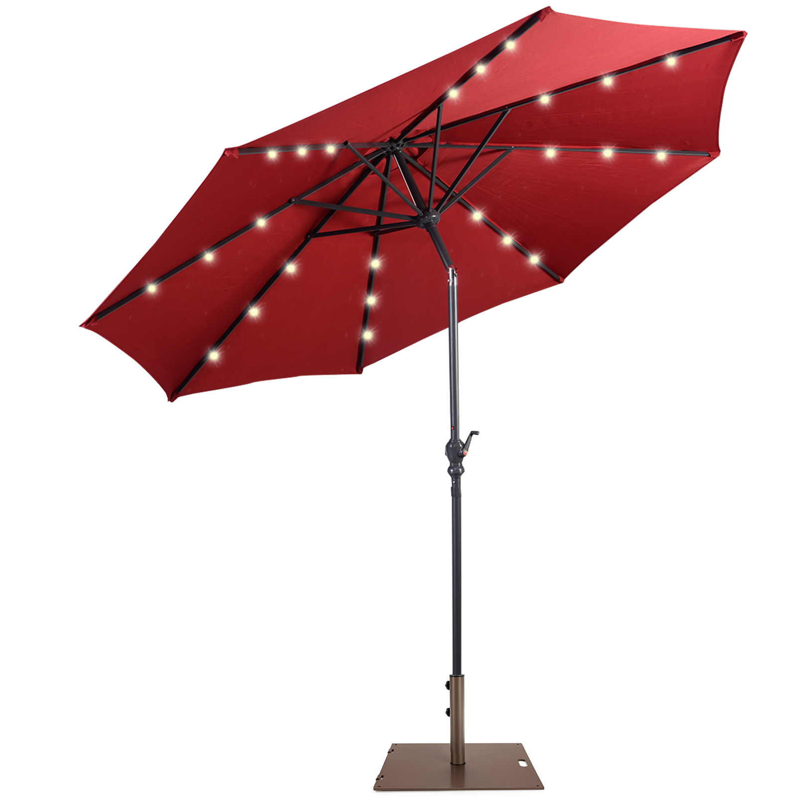 10ft Solar Lights Patio Umbrella Outdoor W/ 50 LBS Movable Umbrella Stand - Picture 16 of 18