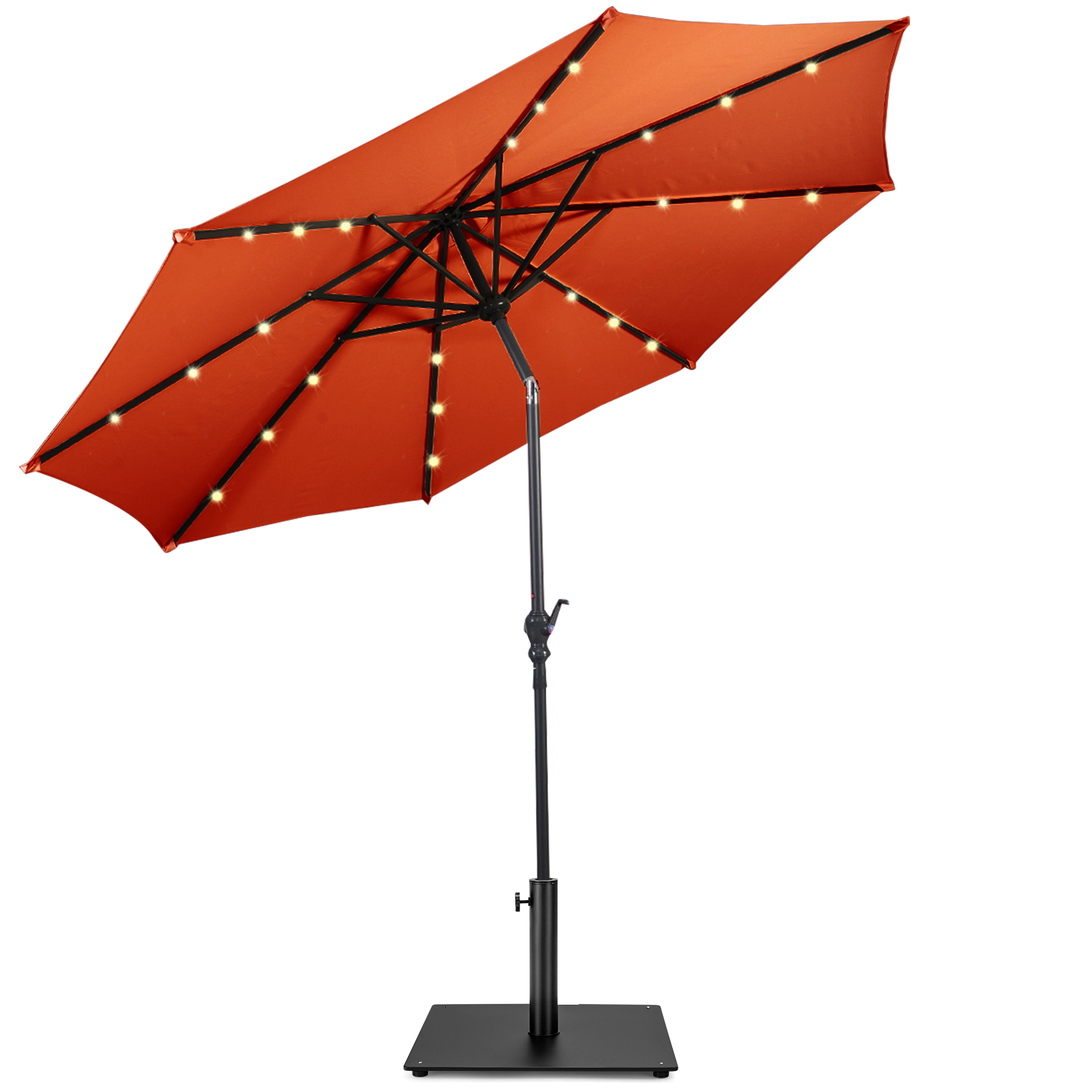 Costway 10ft Solar Lights Patio Umbrella Outdoor W/ 36 LBS Steel Umbrella Stand - Picture 20 of 49