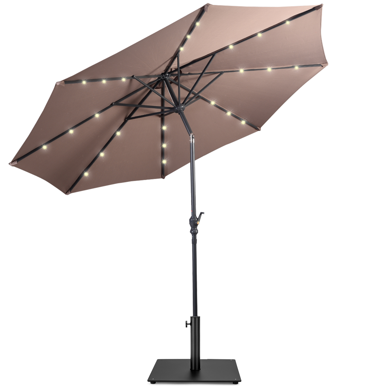Costway 10ft Solar Lights Patio Umbrella Outdoor W/ 36 LBS Steel Umbrella Stand - Picture 29 of 49