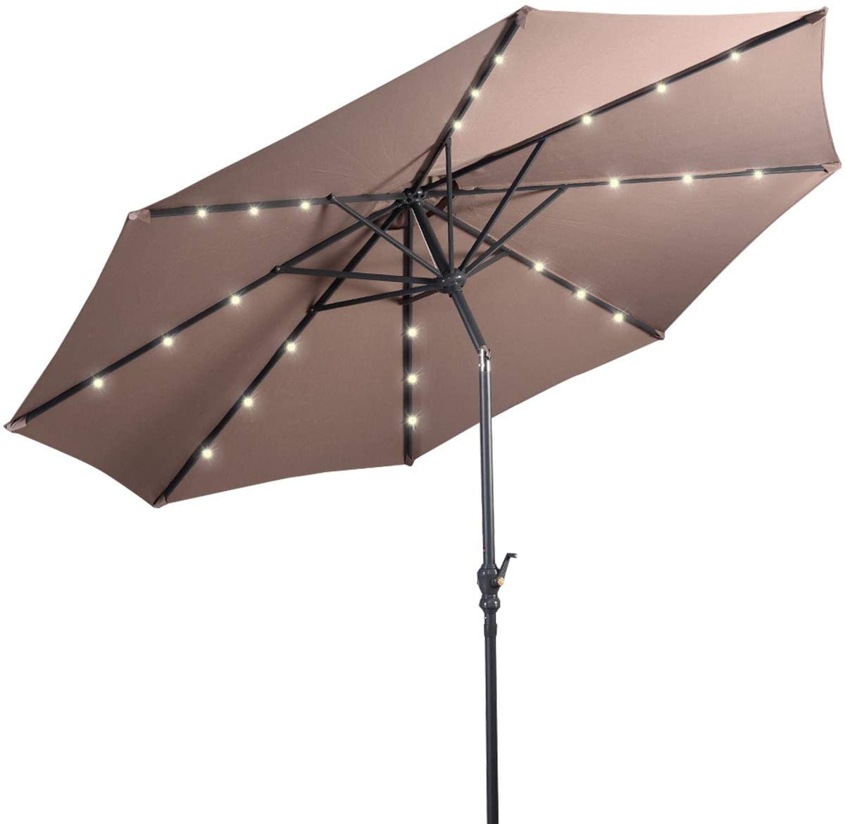 Costway 10ft Solar Lights Patio Umbrella Outdoor W/ 36 LBS Steel Umbrella Stand - Picture 37 of 49