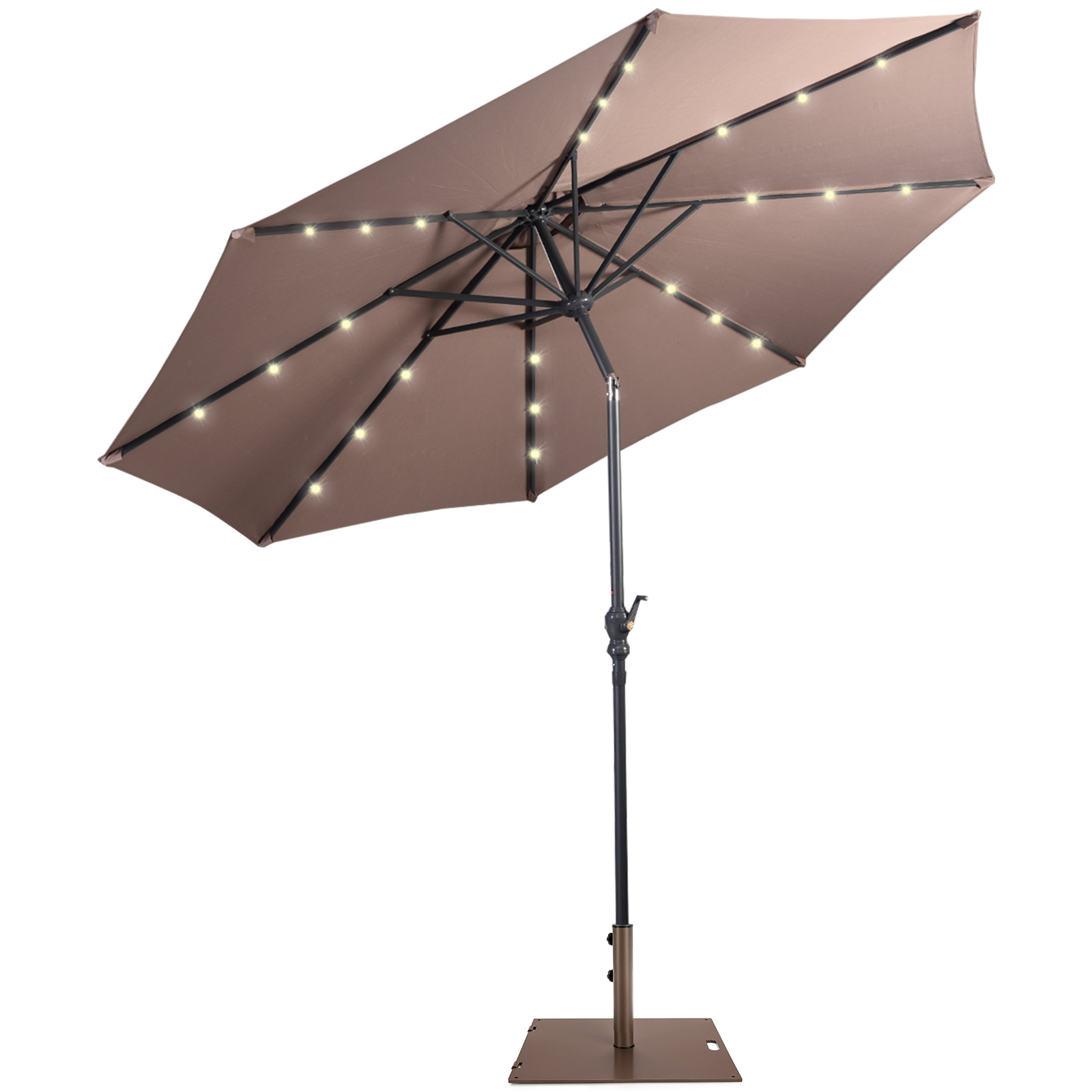 10ft Solar Lights Patio Umbrella Outdoor W/ 50 LBS Movable Umbrella Stand - Picture 13 of 18