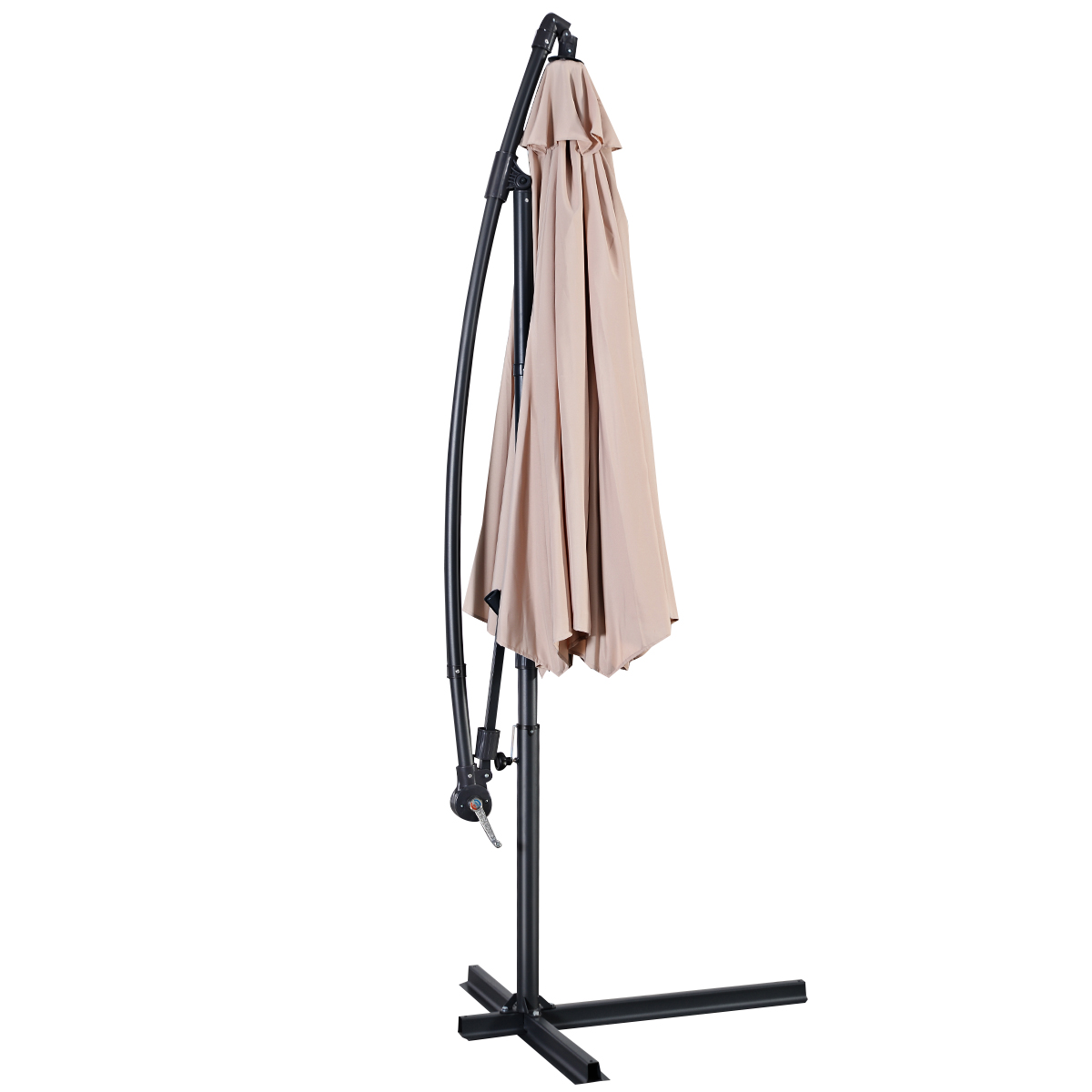 10 FT Patio Offset Umbrella w/8 Ribs Cross Base Tilt - Picture 22 of 60