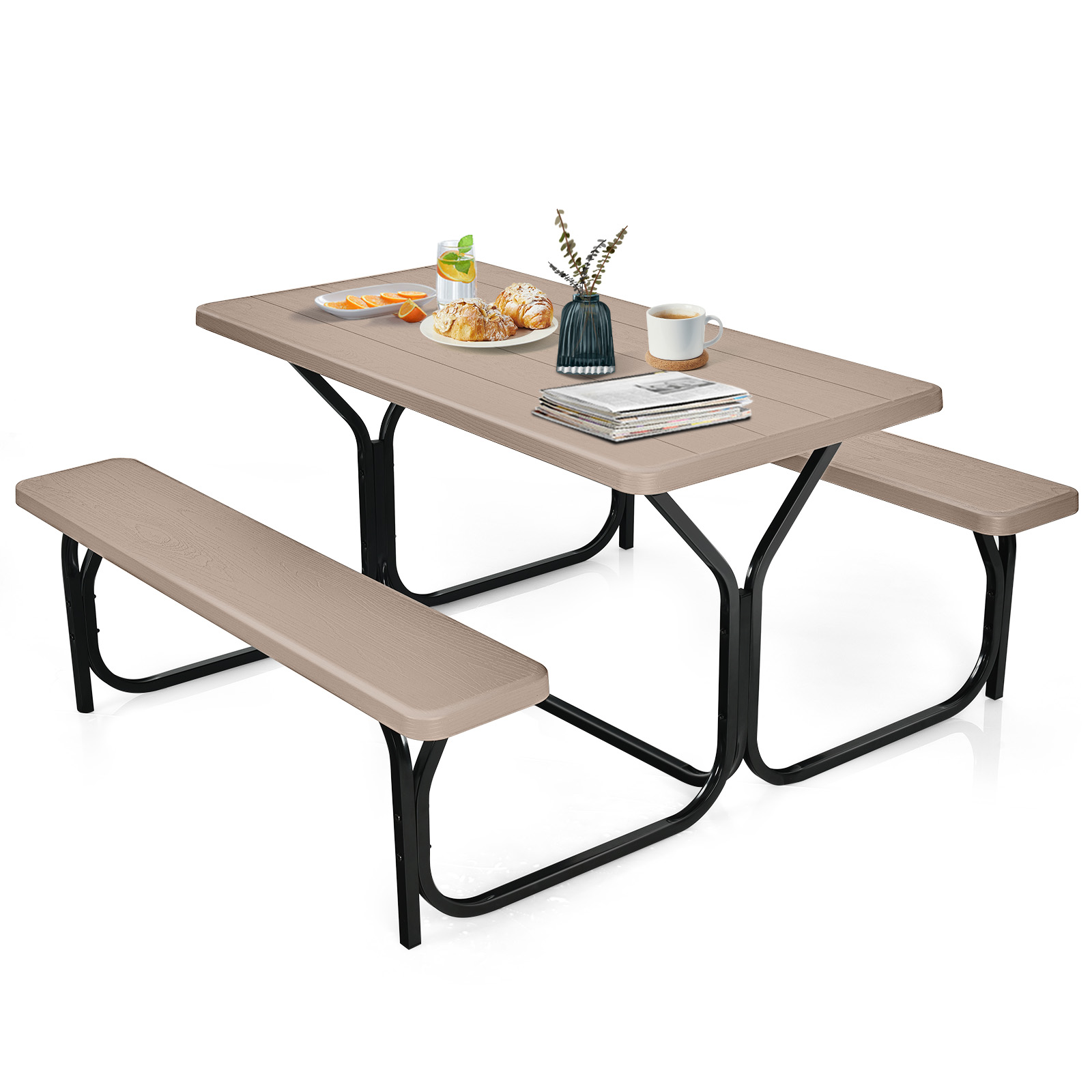 Costway Picnic Table Bench Set Outdoor Backyard Garden Party Dining All Weather