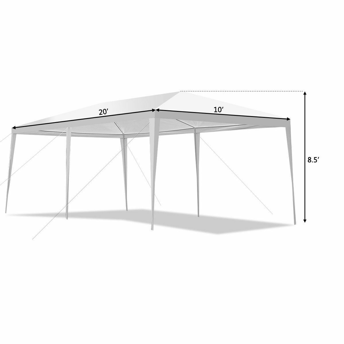 Outdoor 10'x20' Baldachin Zelt Schwerlast Hochzeit Seitenwände mit Tragetasche weiß - Bild 2 von 6