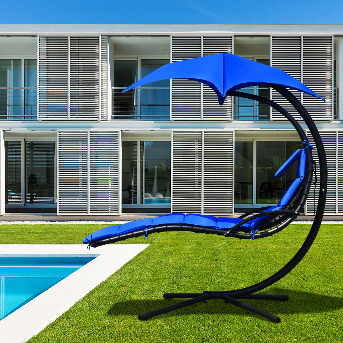 360° Rotating Hanging Swing Chair Hammock Chair Outdoor Pillow Canopy Stand - Picture 14 of 36