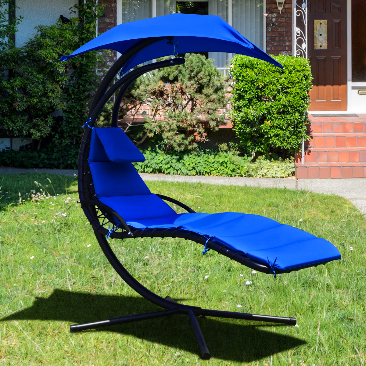 360° Rotating Hanging Swing Chair Hammock Chair Outdoor Pillow Canopy Stand - Picture 16 of 36