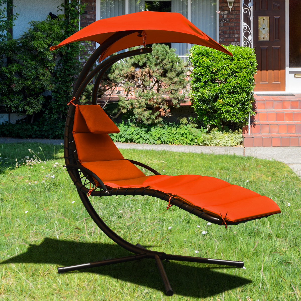 360° Rotating Hanging Swing Chair Hammock Chair Outdoor Pillow Canopy Stand - Picture 28 of 36
