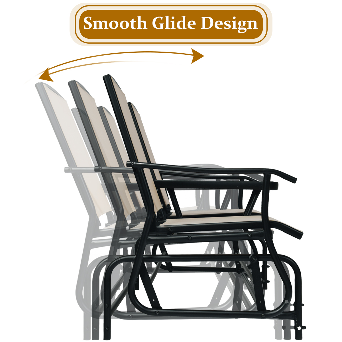 Patiojoy 2 Person Patio Double Glider Chair Loveseat Rocking with Center Table - Bild 9 von 10