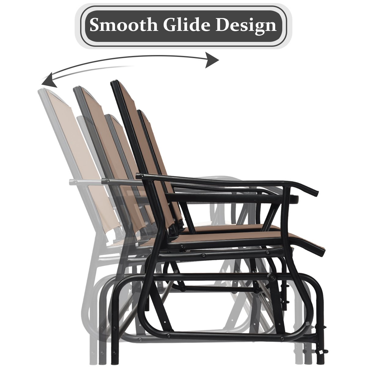 Patiojoy 2 Person Outdoor Patio Double Glider Chair Loveseat Rocking Brown detailed image 7