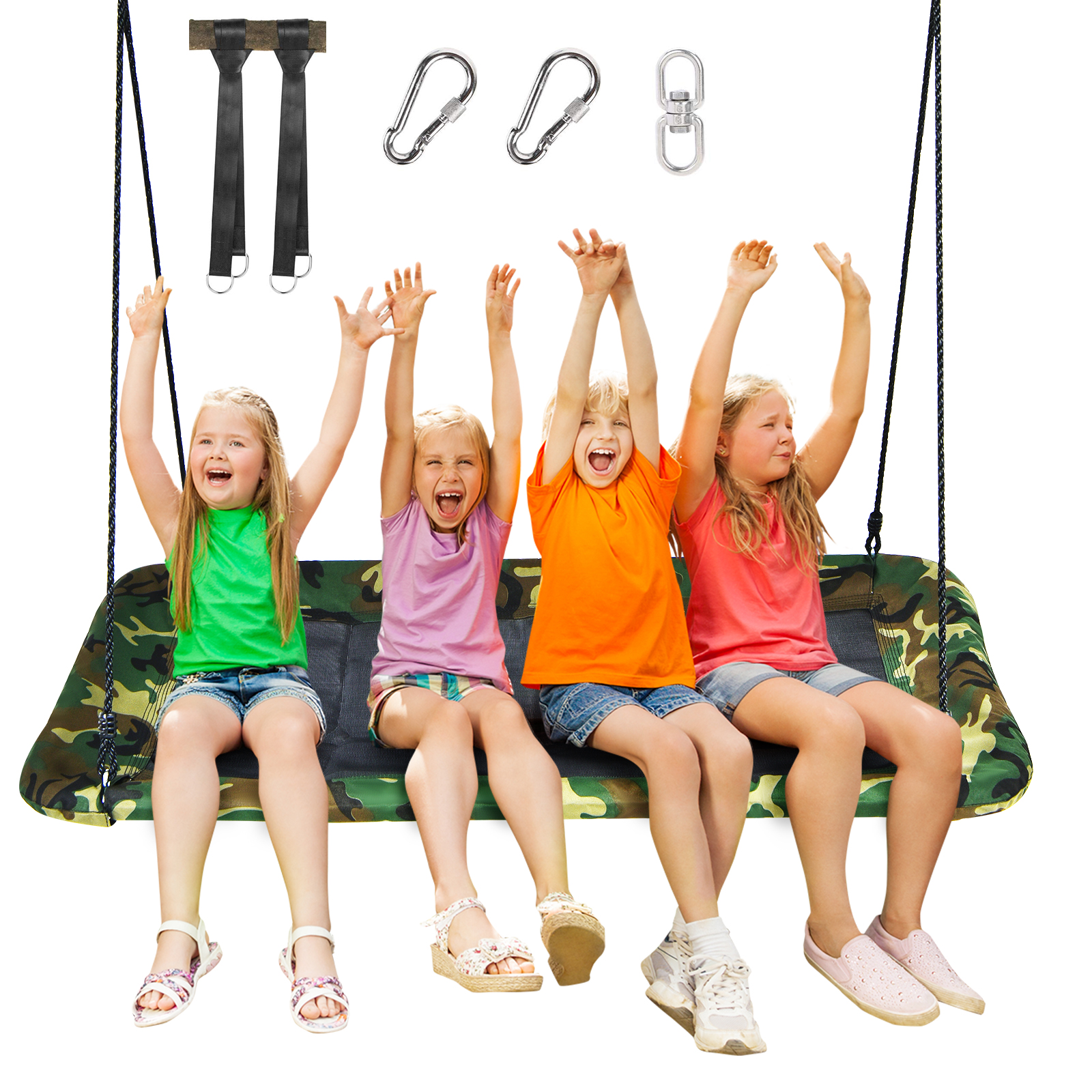 Costway 700lb Giant 60″ Platform Tree Swing Outdoor w/ 2 Hanging Strap Camo