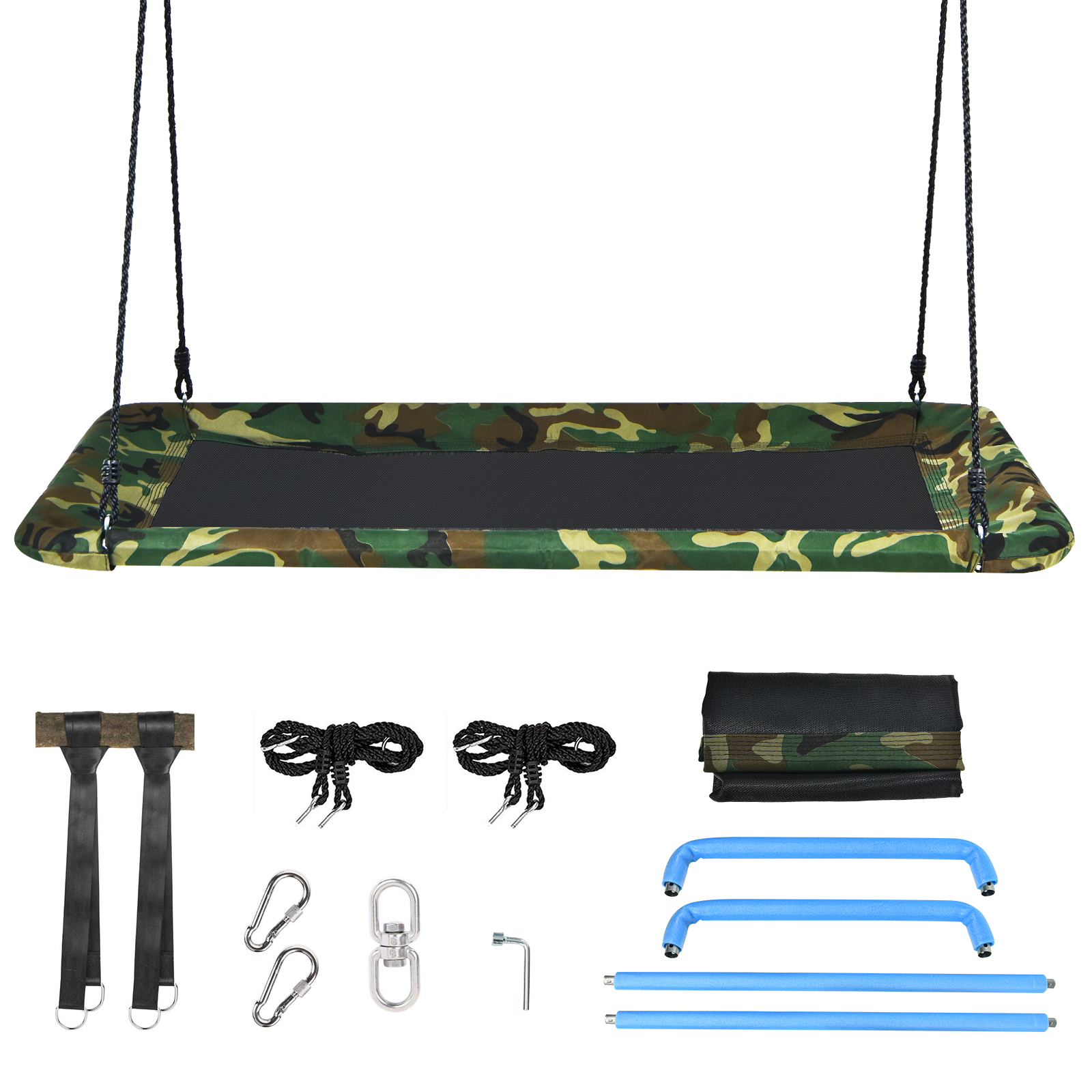 700lb Giant 60″ Platform Tree Swing Outdoor w/ 2 Hanging Strap Camo Green