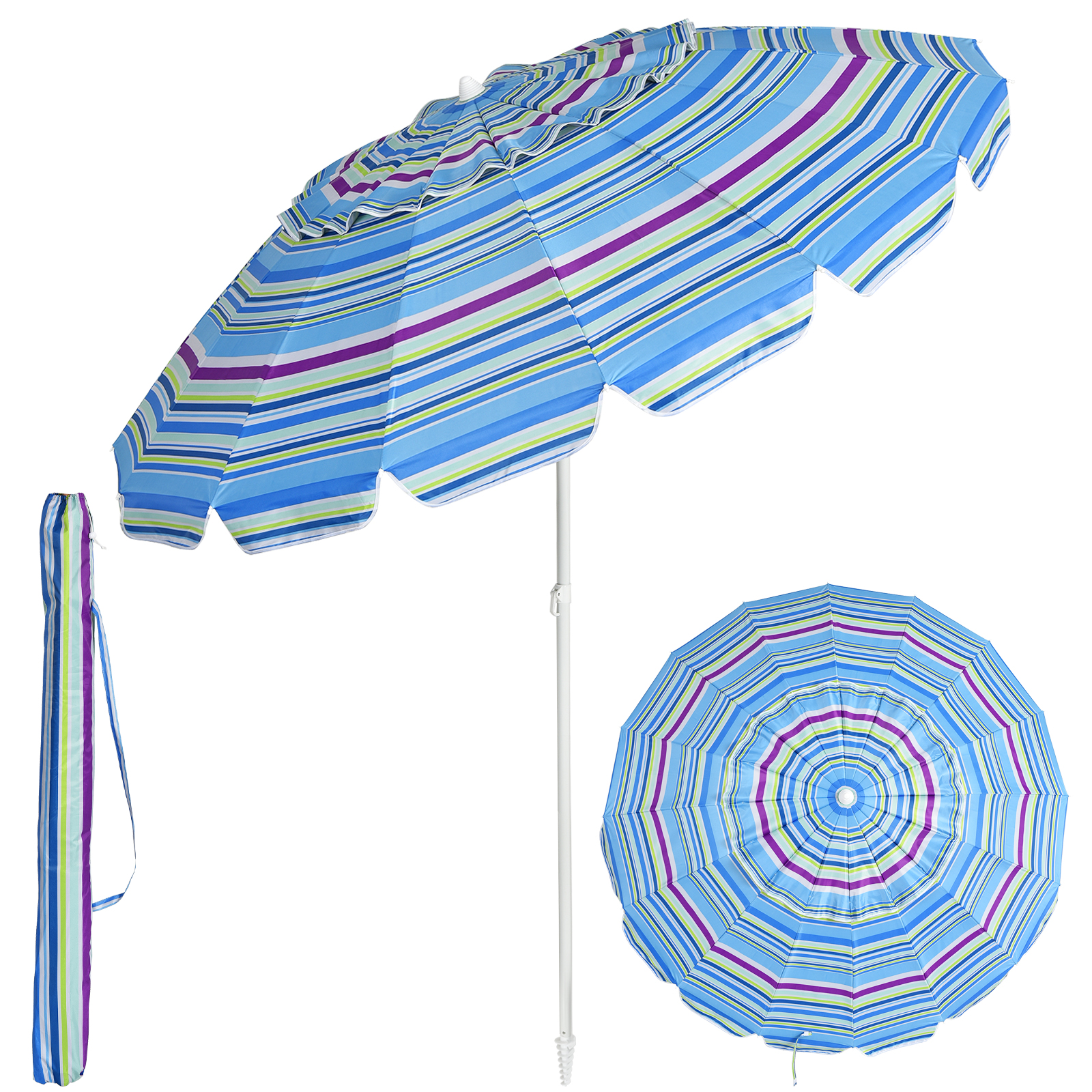 Costway 8 FT Beach Umbrella Outdoor Tilt Sunshade Sand Ancho