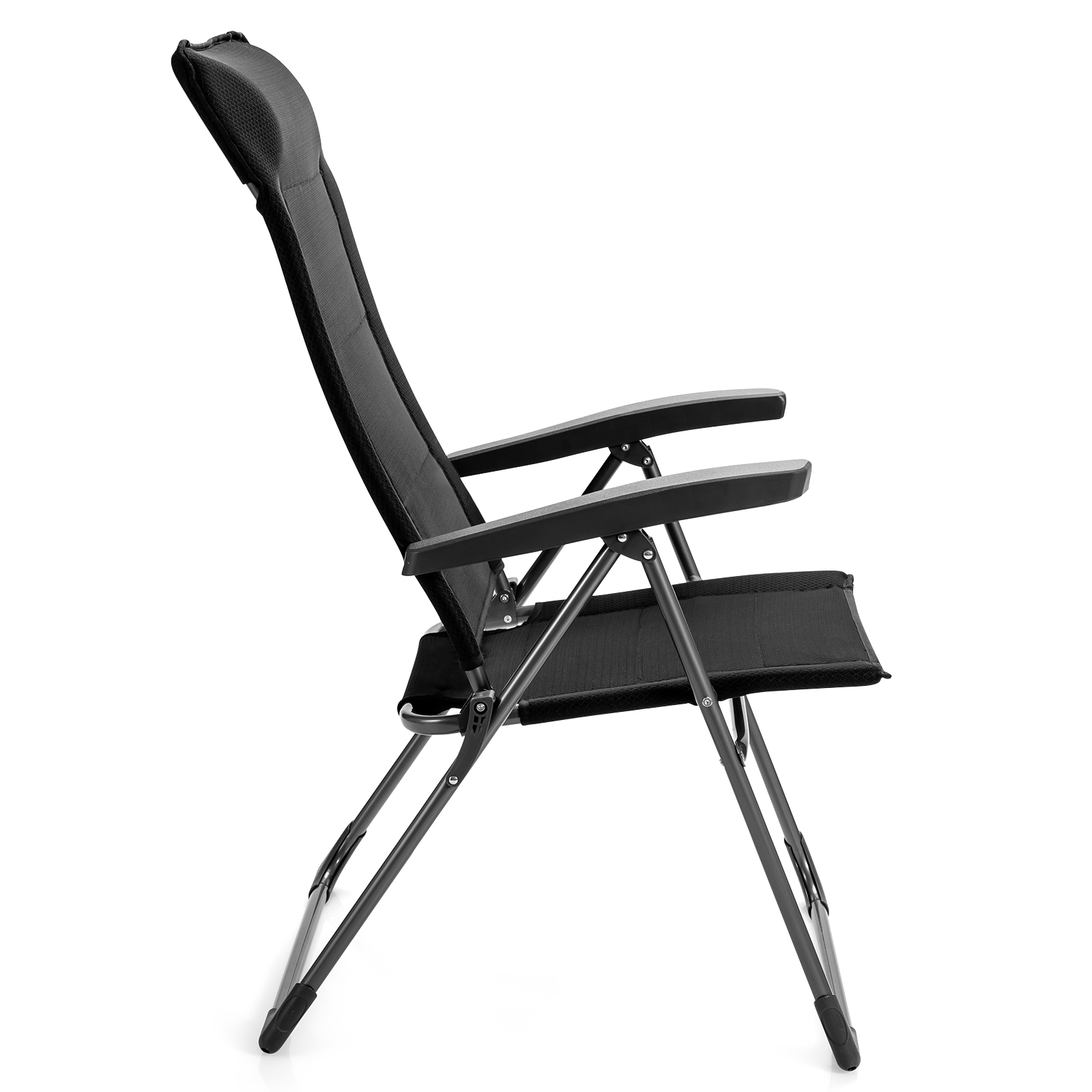 Costway 2PCS Patio Folding Dining Chairs Portable Camping Headrest Adjust Black