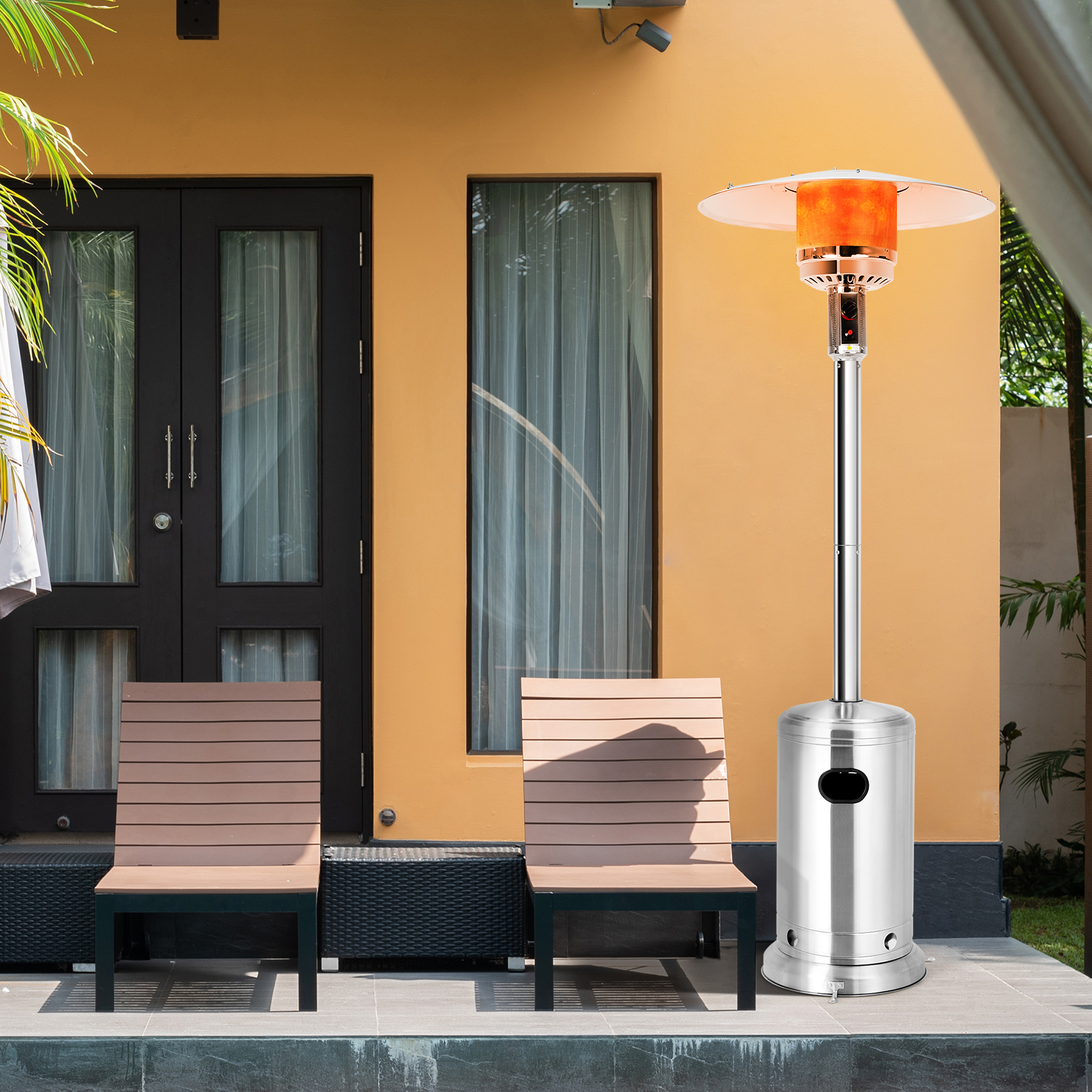 Costway 48000 BTU Stainless Steel Propane Patio Standing Heater W/ Wheels - Picture 11 of 12