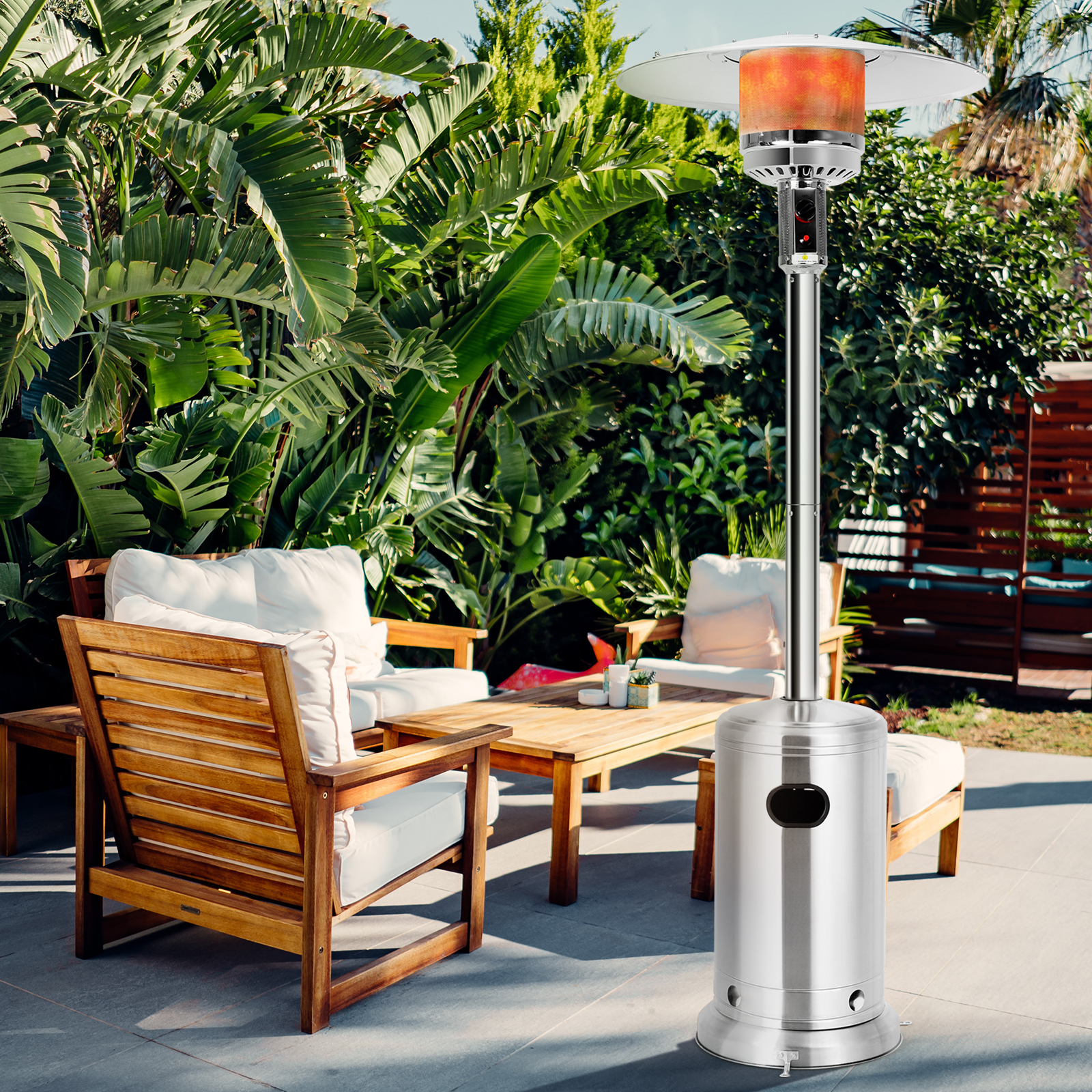 Costway 48000 BTU Stainless Steel Propane Patio Standing Heater W/ Wheels - Picture 12 of 12