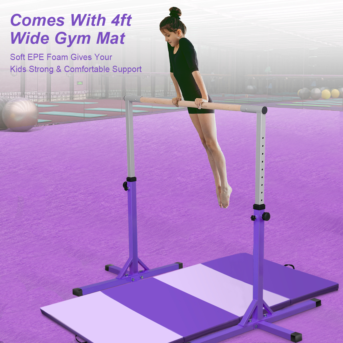 Gymnastic Steel Horizontal Training Bar Junior Home Practice 3'5