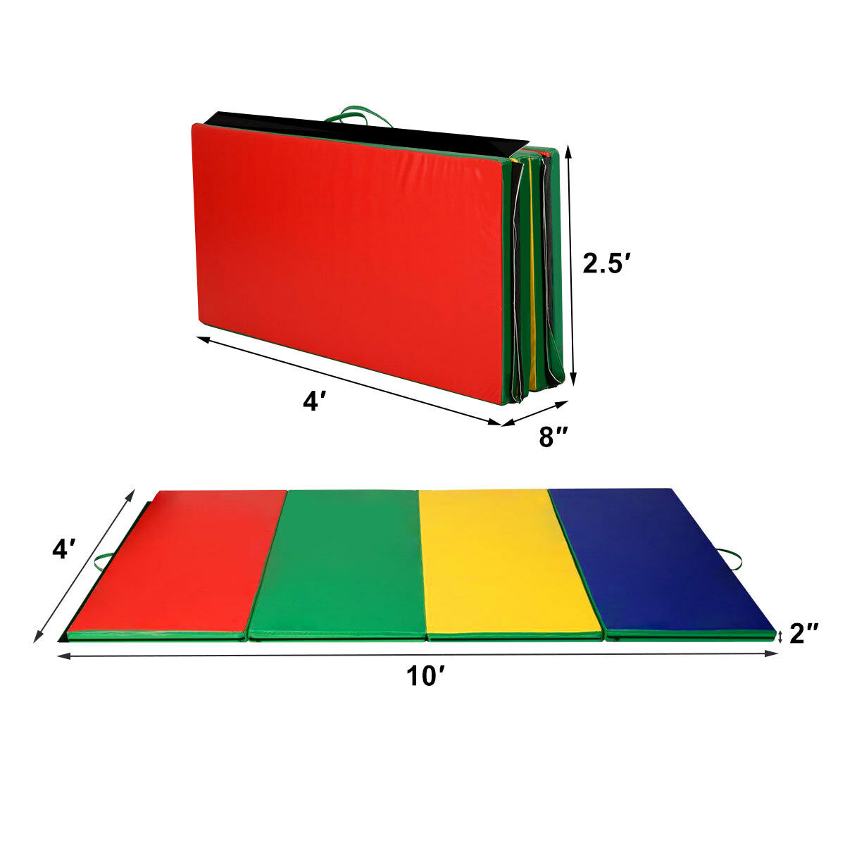 GOPLUS 4'X10'X2& GYMNASTICS Mat Folding Panel Gym Fitness Exercise Yoga