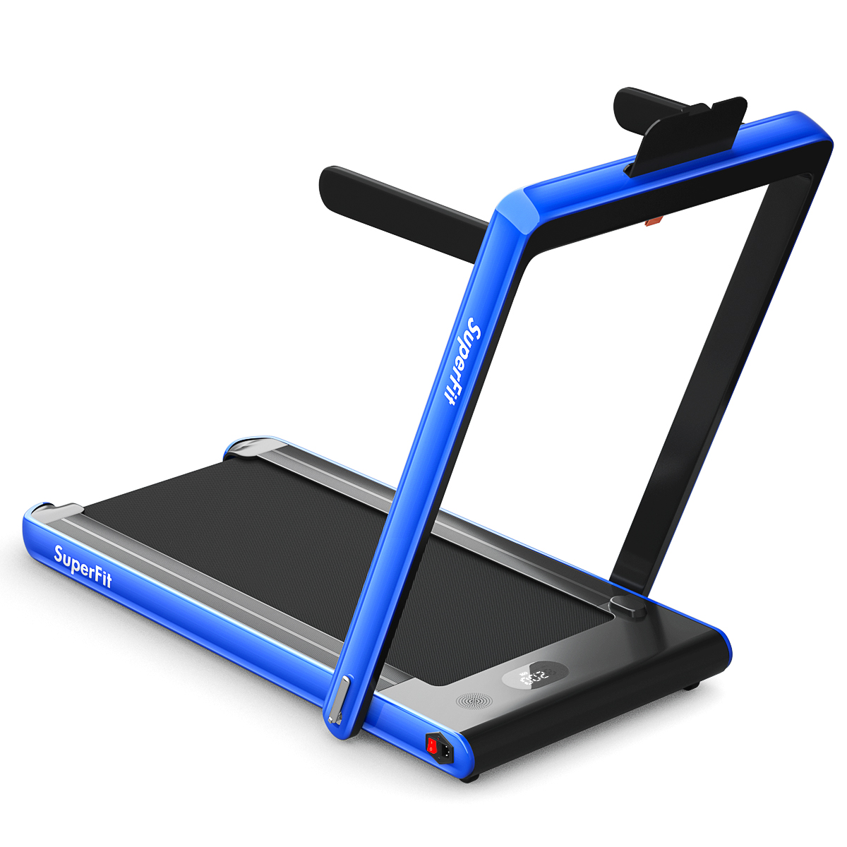 2 in 1 Folding Treadmill 2.25HP Running Machine w/ Dual Display Blue