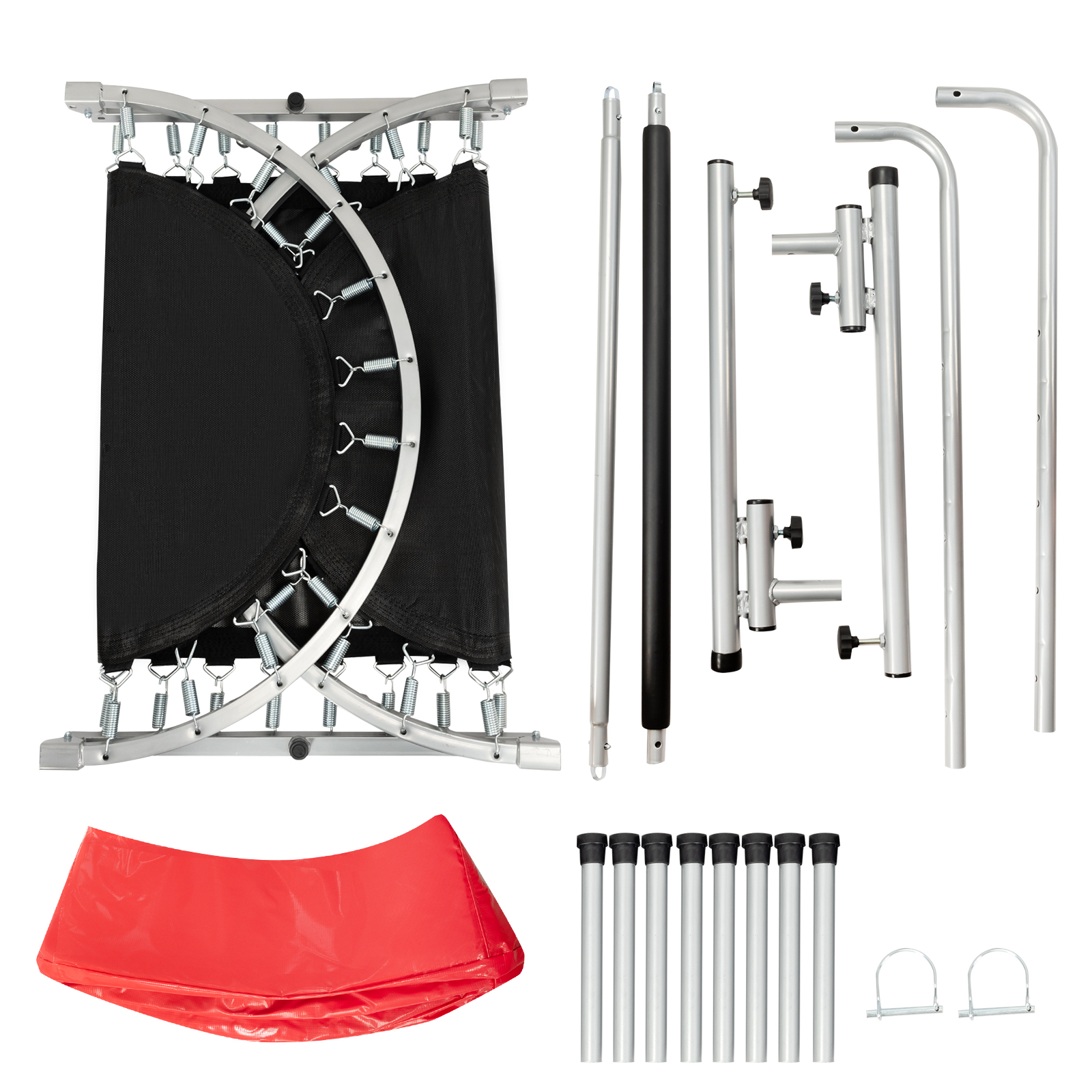 Faltbares Trampolin Doppel Mini Kinder Fitness Rebounder mit verstellbarem Griff Rot - Bild 11 von 12