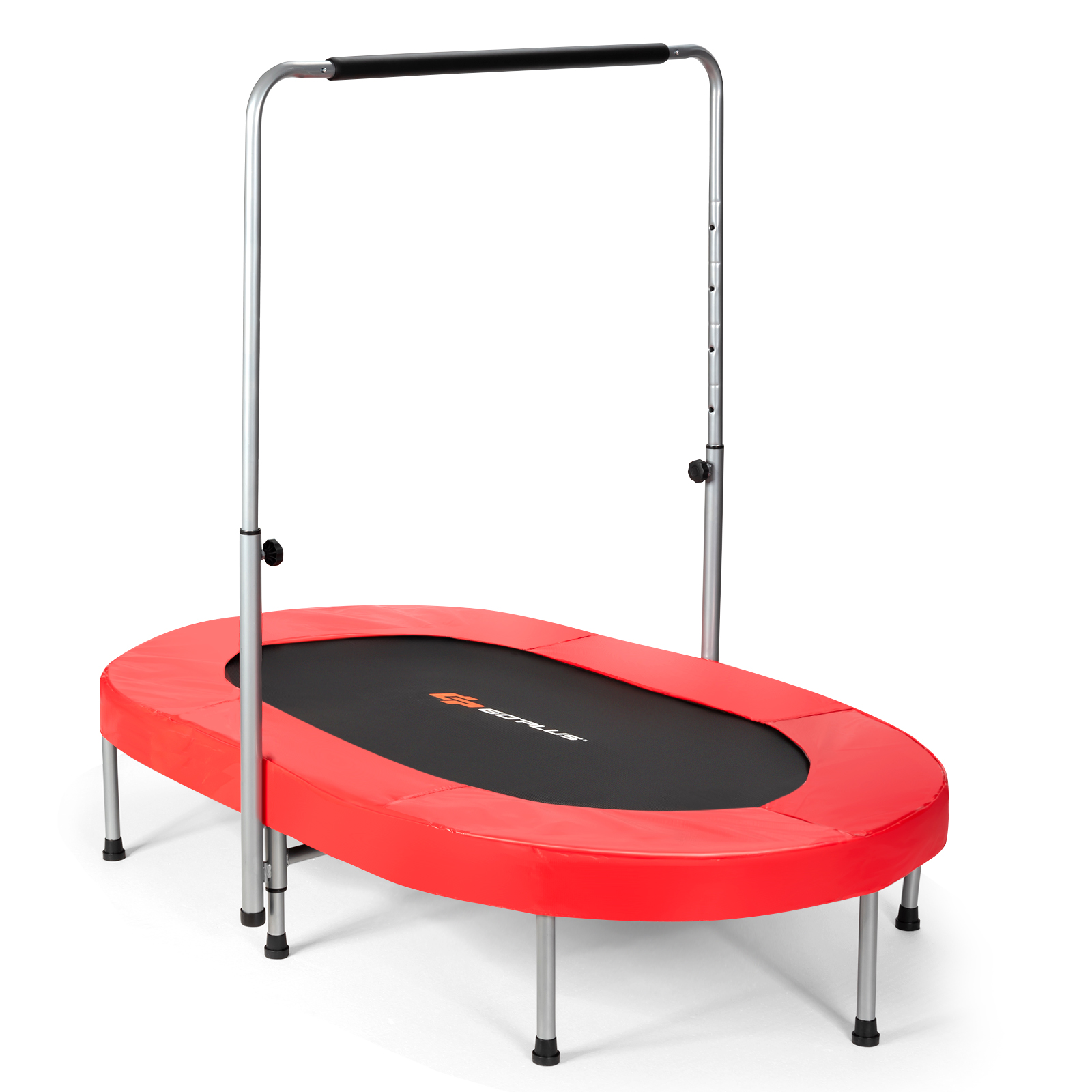 Faltbares Trampolin Doppel Mini Kinder Fitness Rebounder mit verstellbarem Griff Rot - Bild 12 von 12