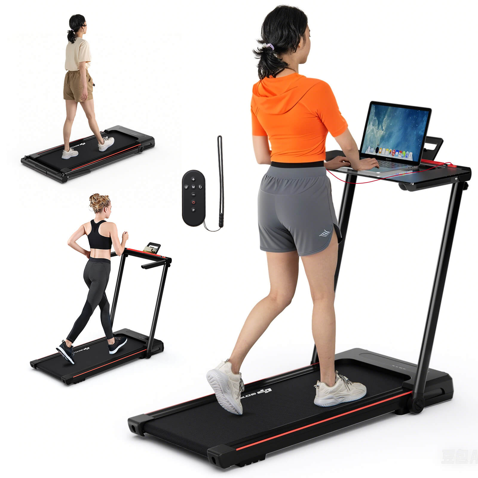 Goplus 2.25HP 3-in-1 Folding Treadmill W/Table Speaker Remote Home Office