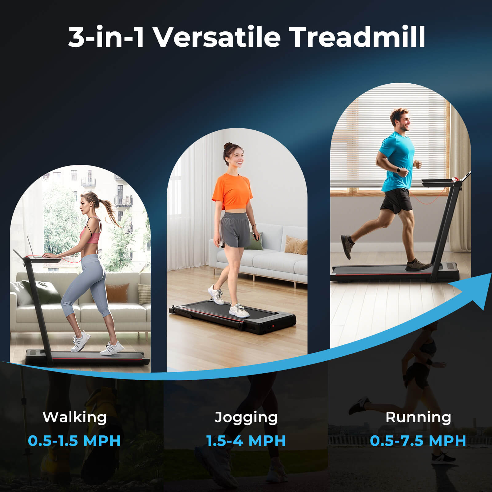 Goplus 2.25HP 3-in-1 Folding Treadmill W/Table Speaker Remote Home Office