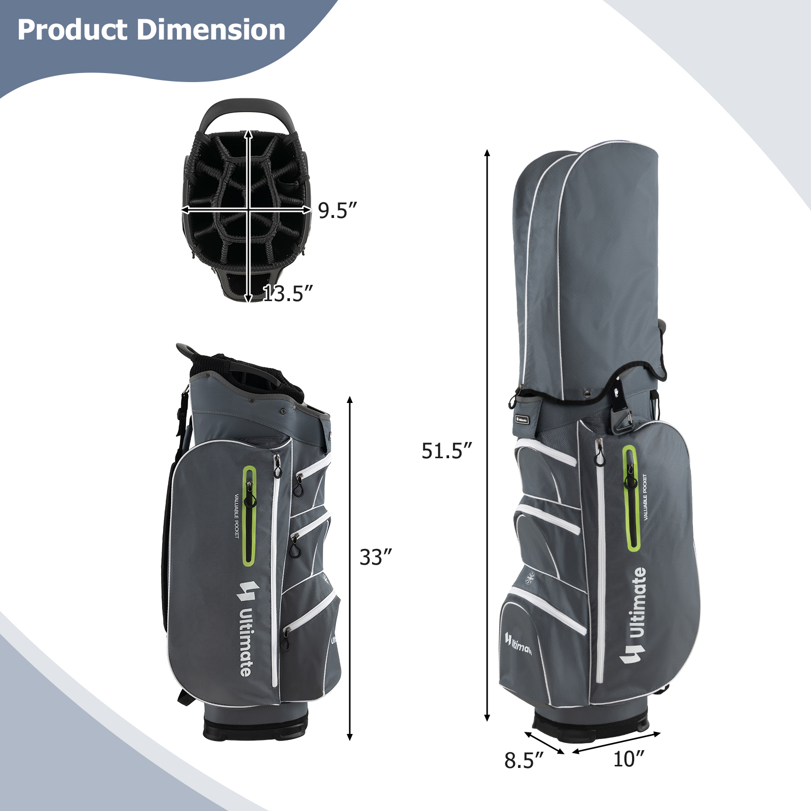 Lightweight Golf Cart Bag W/15 Way Top Divider Individual Putter Well Cooler Bag - Picture 12 of 30
