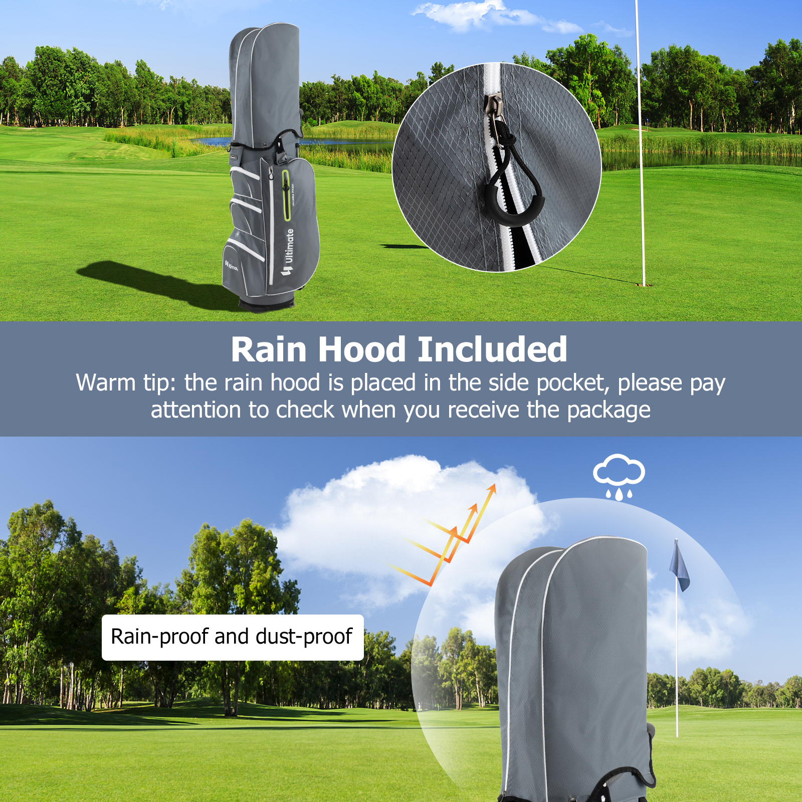 Lightweight Golf Cart Bag W/15 Way Top Divider Individual Putter Well Cooler Bag - Picture 15 of 30