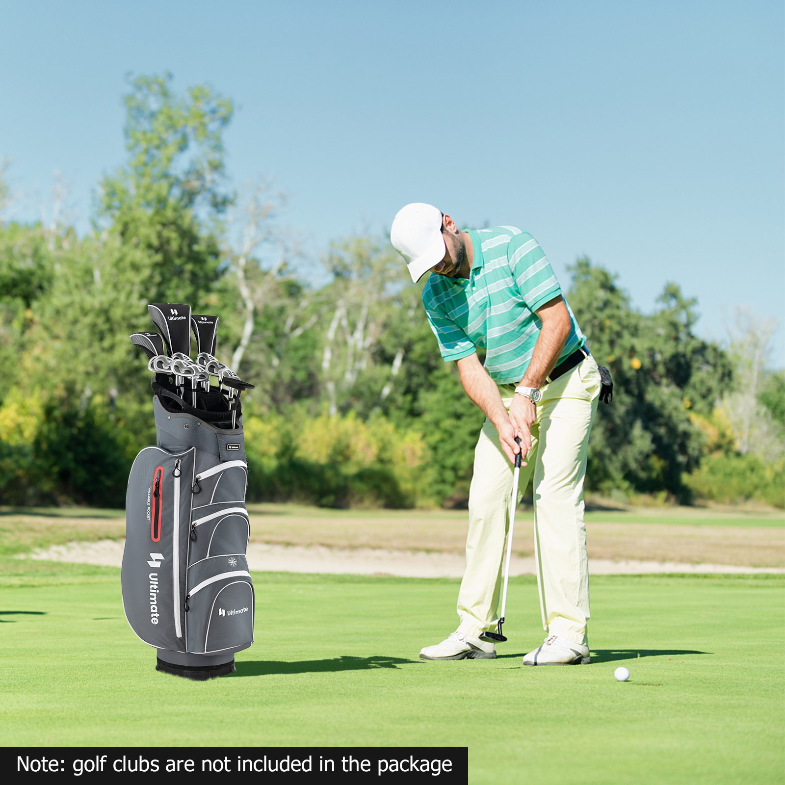 Lightweight Golf Cart Bag W/15 Way Top Divider Individual Putter Well Cooler Bag - Picture 23 of 30