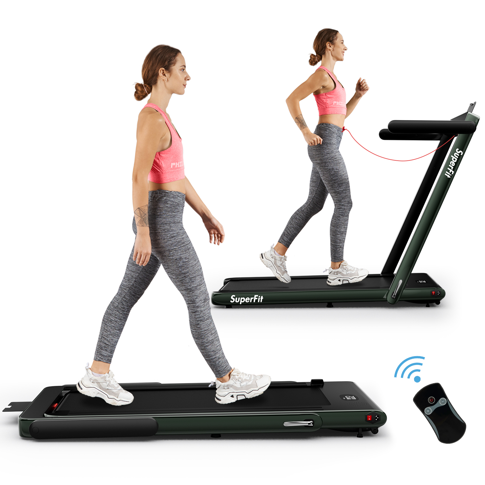 Costway 2.25HP 2 in 1 Folding Treadmill W/ APP Speaker Remote Control