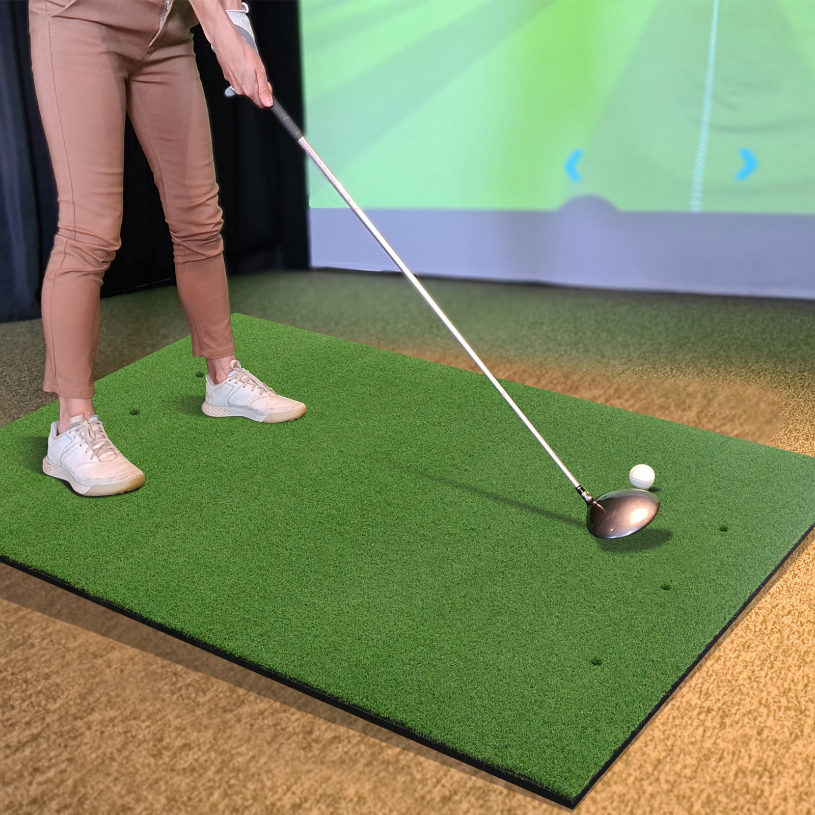 Alfombra de golf césped artificial práctica interior exterior con 2 camisetas de goma - Imagen 47 de 68