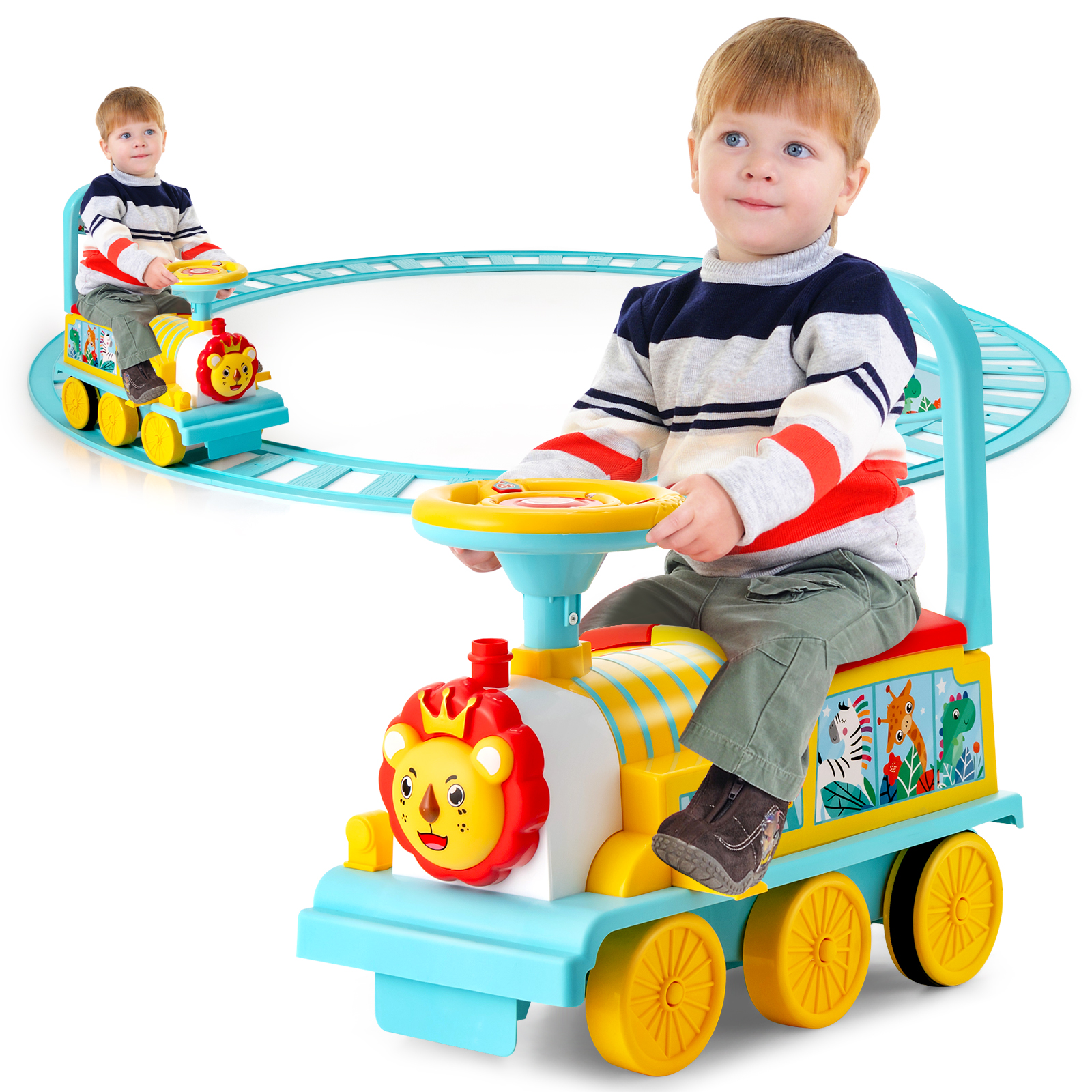 6V Electric Kids Ride On Train Motorized Train Toy Car w/ Track & 6 Wheels - Picture 14 of 42