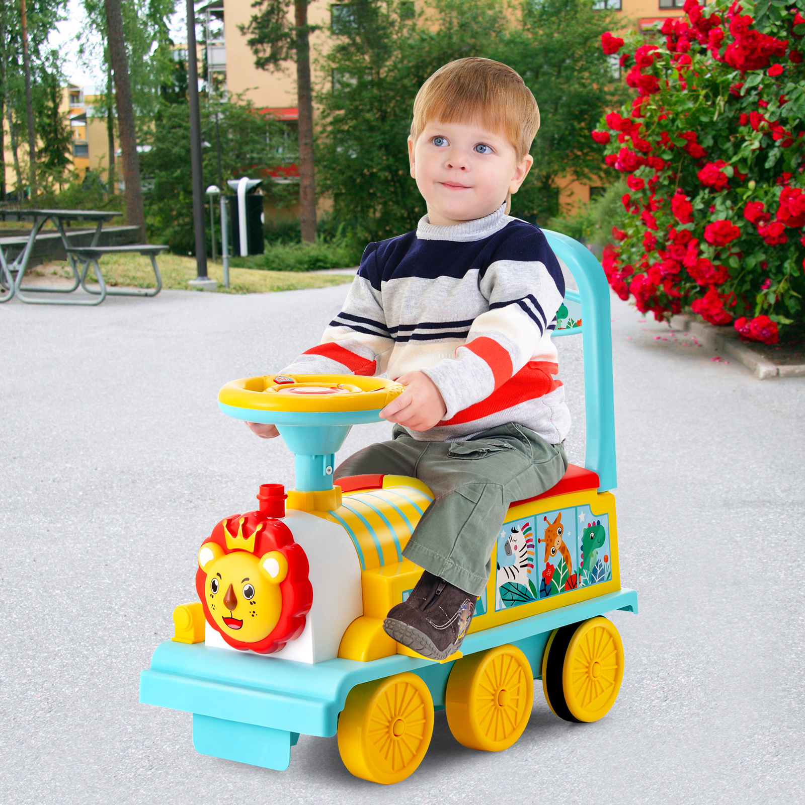 6V Electric Kids Ride On Train Motorized Train Toy Car w/ Track & 6 Wheels - Picture 15 of 42