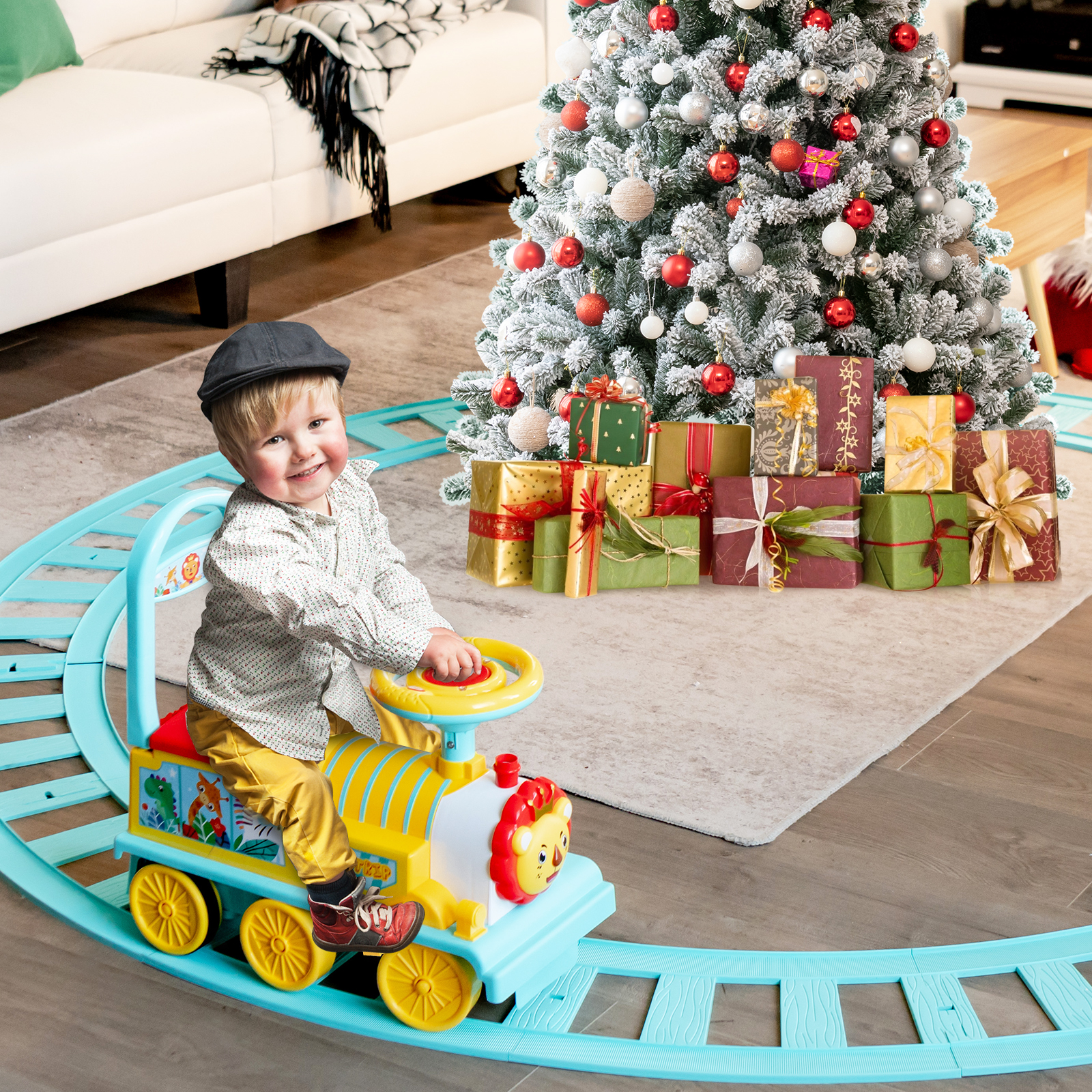 6V Electric Kids Ride On Train Motorized Train Toy Car w/ Track & 6 Wheels - Picture 16 of 42