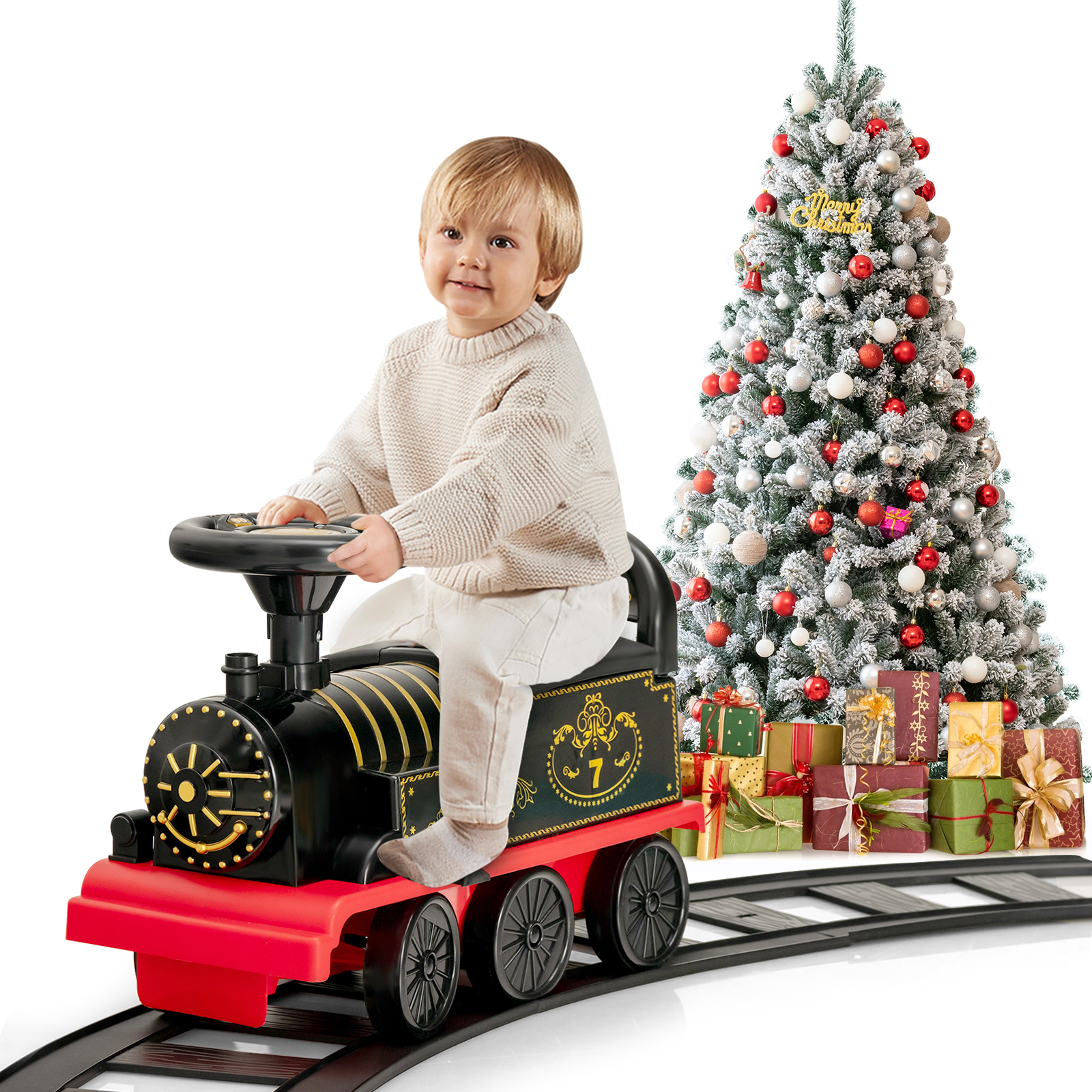 6V Electric Kids Ride On Train Motorized Train Toy Car w/ Track & 6 Wheels - Picture 13 of 42