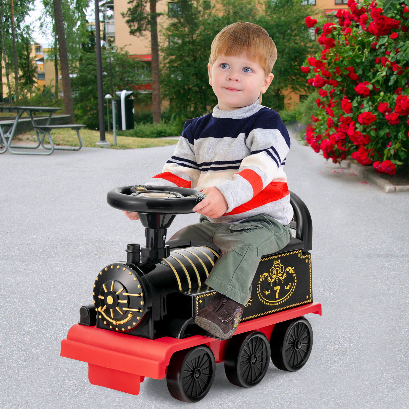 6V Electric Kids Ride On Train Motorized Train Toy Car w/ Track & 6 Wheels - Picture 5 of 42