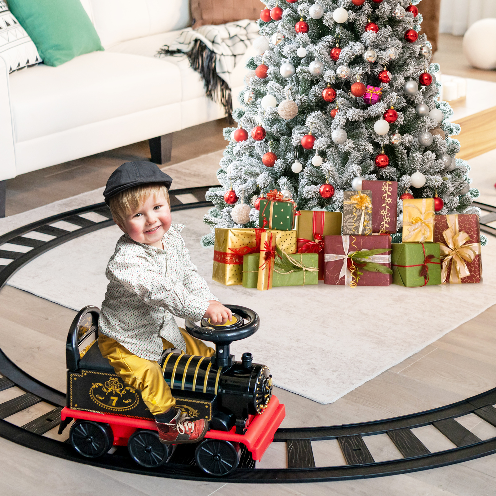 6V Electric Kids Ride On Train Motorized Train Toy Car w/ Track & 6 Wheels - Picture 6 of 42