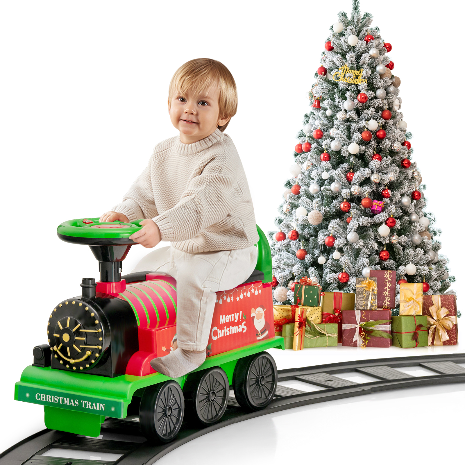 6V Electric Kids Ride On Train Motorized Train Toy Car w/ Track & 6 Wheels - Picture 33 of 42