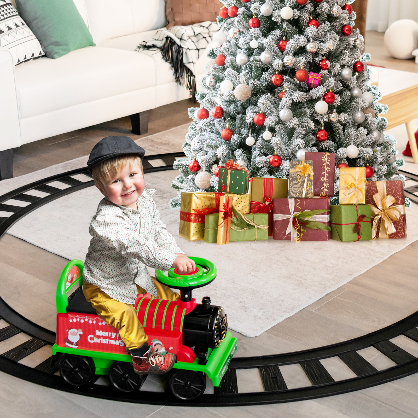 6V Electric Kids Ride On Train Motorized Train Toy Car w/ Track & 6 Wheels - Picture 26 of 42