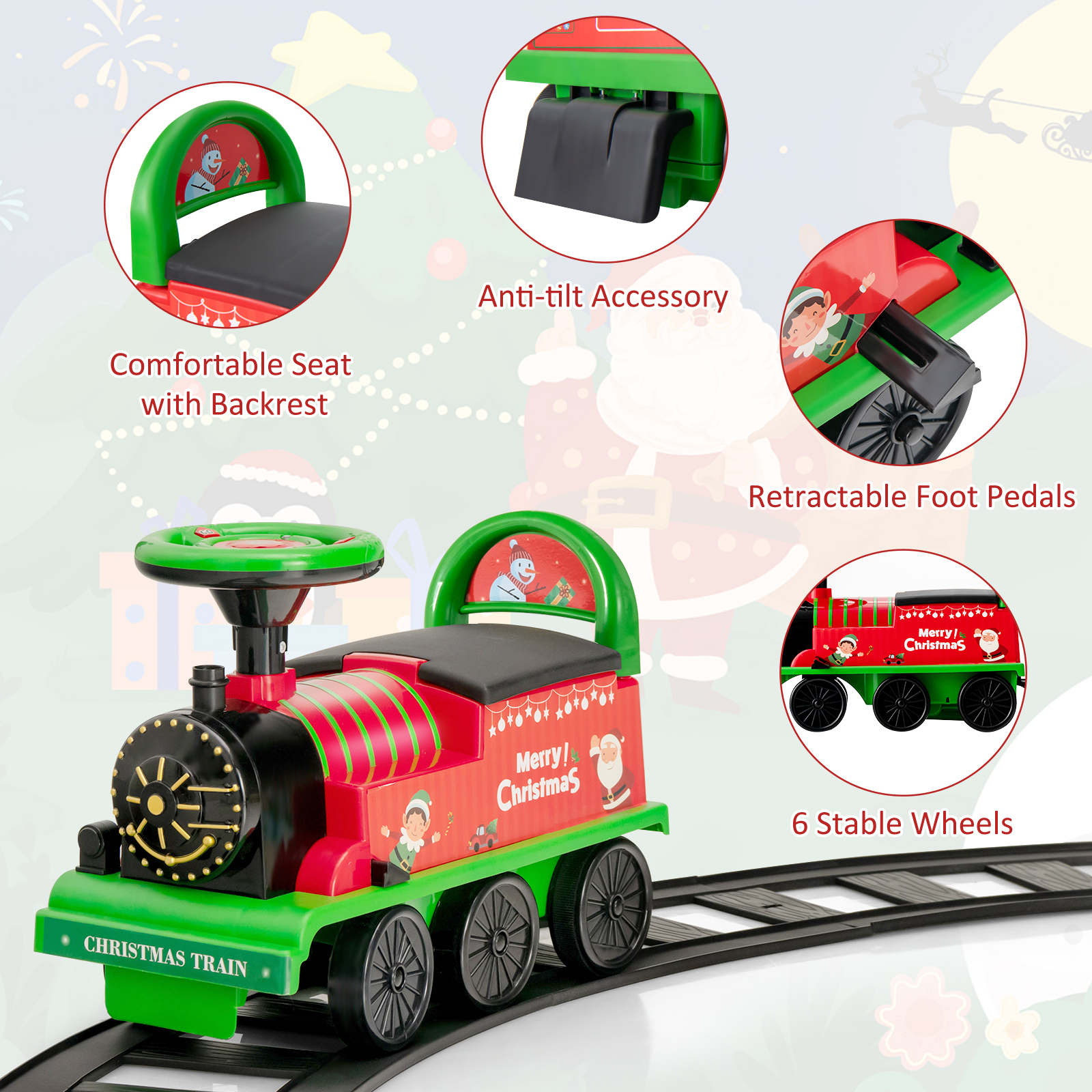 6V Electric Kids Ride On Train Motorized Train Toy Car w/ Track & 6 Wheels - Picture 31 of 42