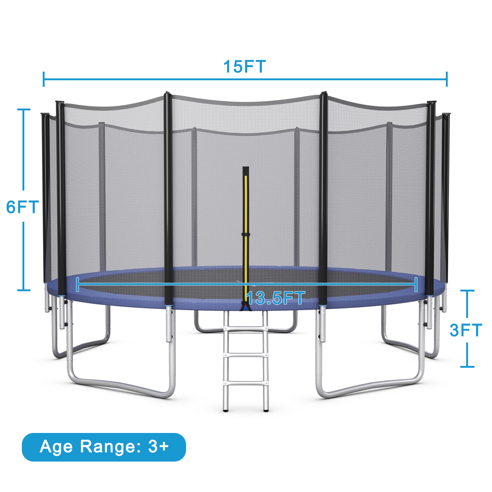 8/10/12/14/15/16FT Outdoor Trampoline Bounce Combo W/Safety Closure Net Ladder - Picture 31 of 58