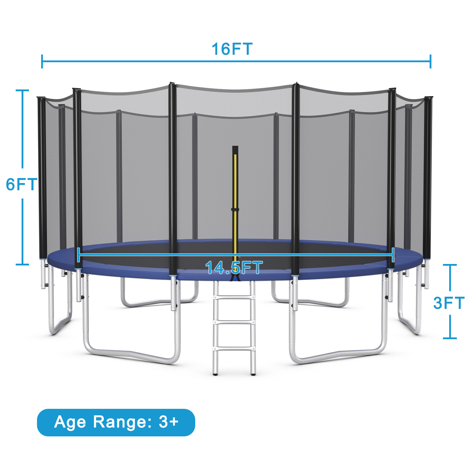 8/10/12/14/15/16FT Outdoor Trampoline Bounce Combo W/Safety Closure Net Ladder - Picture 43 of 58