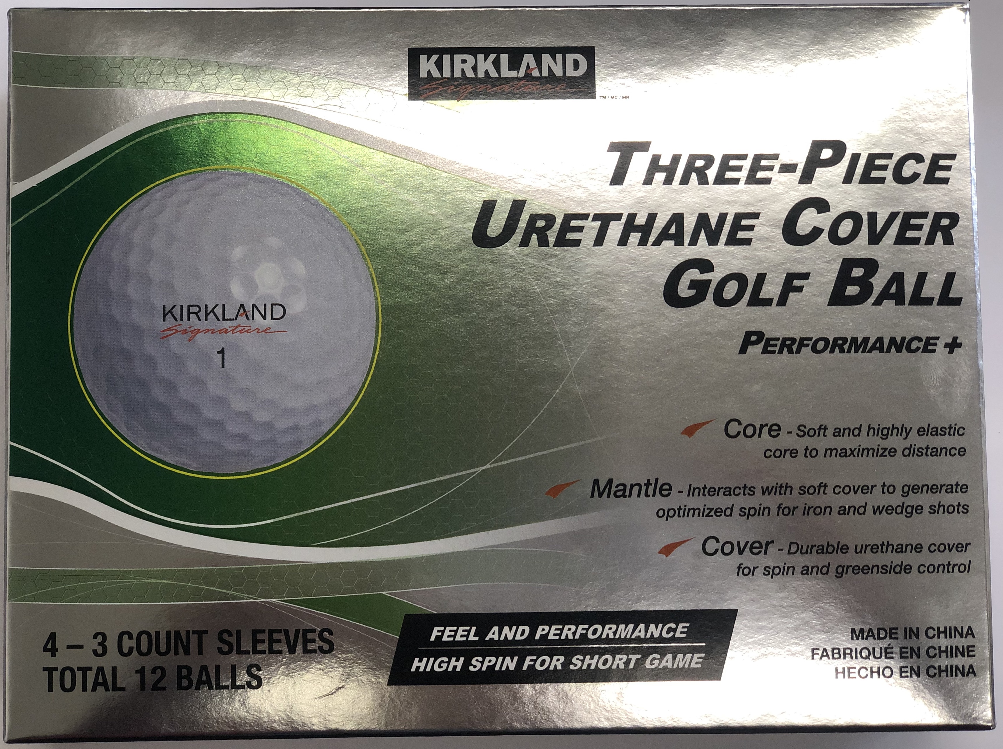 LOT OF 2 Kirkland Signature 3Piece Urethane Cover Golf Balls, 12 Pack